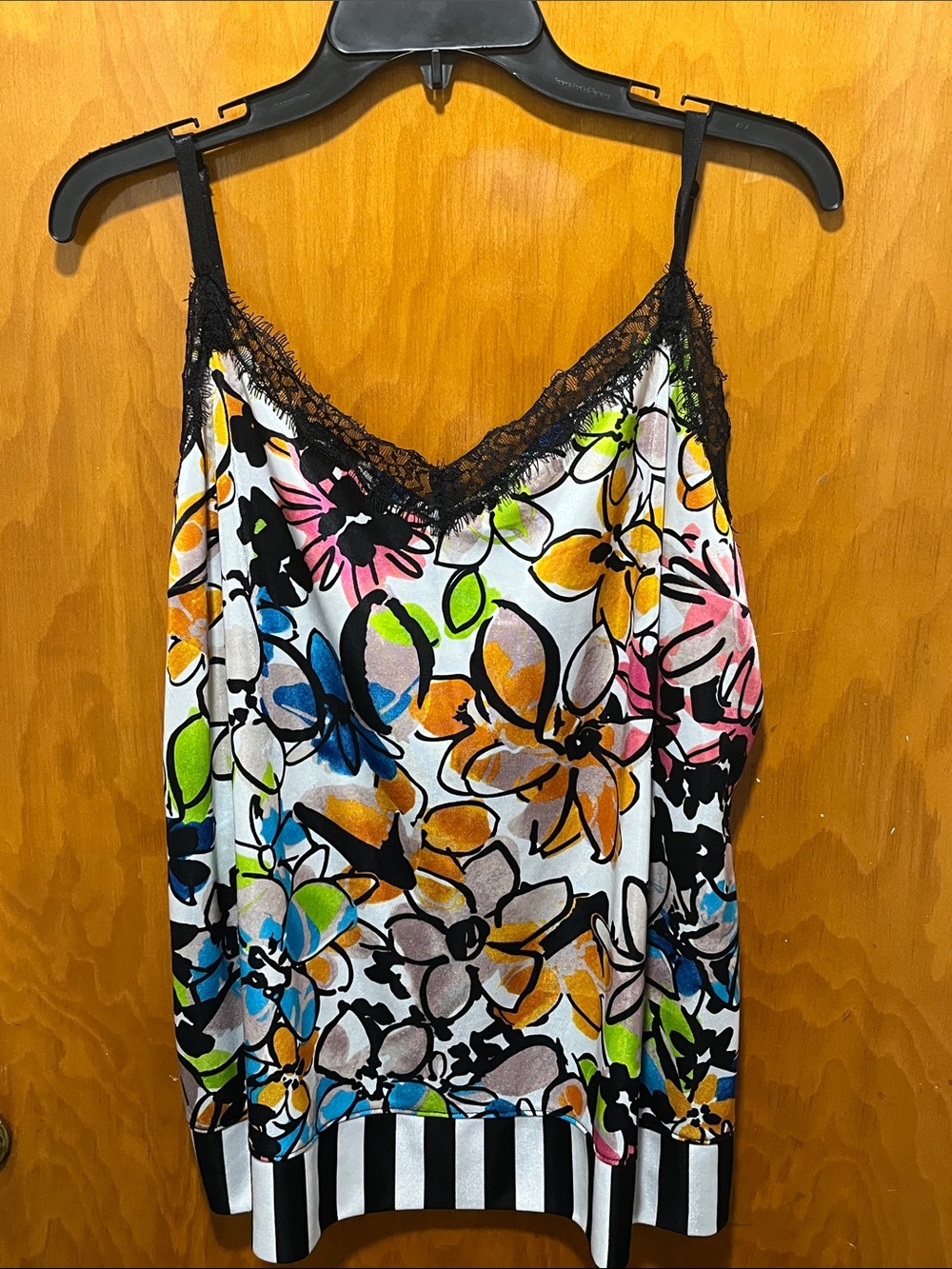 Floral Lace-Trim V-Neck Cami Tank - Multicolor